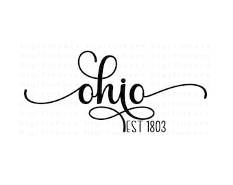 Cursive Ohio Est 1803, Crafting Design (SVG, PNG, JPEG)