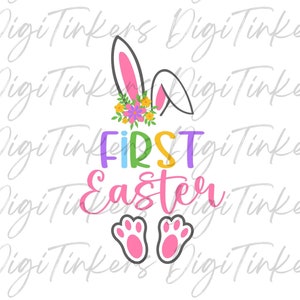 Glückliche erste Ostern Baby Häschen rosa Mädchen Kaninchen Shirt Frühling Sweatshirt niedlich passende Familie Geschenk Cricut Silhouette Digital Download SVG PNG