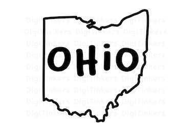 Konturdesign för delstaten Ohio, SVG, PNG (digital nedladdning)