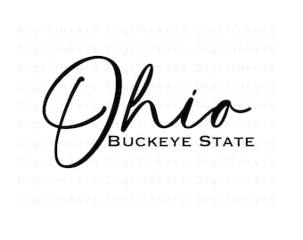 Ohio Script Buckeye State Logo, Design for Crafting, Cricut, Silhouette, Sublimation, Clip Art, Instant Digital Download: SVG, PNG, JPEG