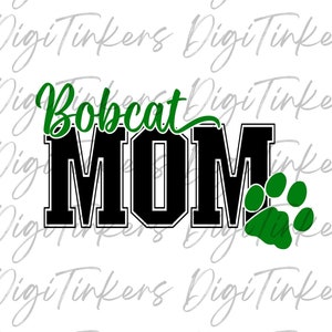 Collegiate Varsity Bobcats Mom T Shirt, Elementary, Middle High School College Mascot, Team Sports, Gift for Mother, Crafting Design SVG, PNG