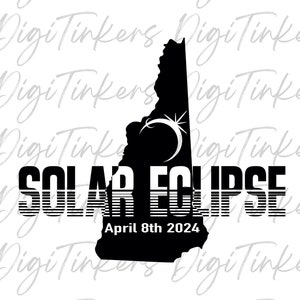 New Hampshire Sonnenfinsternis 2024 8.April Weg der Totalität Wissenschaft Lehrer Shirt Astronomie Handwerk Design Cricut Digital Download SVG PNG