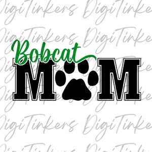 Collegiate Varsity Bobcats Mom T Shirt, Elementary, Middle High School College Mascot, Gift for Mother, Team Sports, Crafting Design SVG, PNG