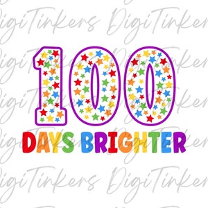 100 Tage Schule Regenbogen Stern Tage Heller Grundschüler Geschenk für Lehrer Kind Kind Shirt Klassenzimmer Dekor Cricut Sublimation SVG PNG