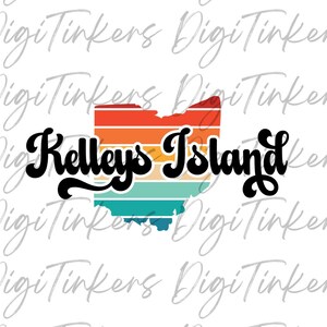 Kelleys Island Ohio Stayation Retro Sonnenuntergang Bundesstaat Ohio Karte Trendy beliebt Shirt Bekleidung Ohio Geschenk Mädchen Wochenende Digitaler Download SVG PNG