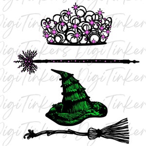 Layered Hand drawn SVG, Teen Shirt Sweatshirt Gift Popular Musical Theatre, Wicked Matching Halloween Princess Bubble Crown Wand Witch Broom
