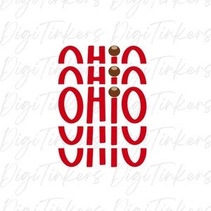 Buckeye dotted I, cadeau staat Ohio, T-shirt, sieraad, gestapeld lettertypeontwerp voor knutselen, Cricut, Instant Digitale download: SVG, PNG, JPEG