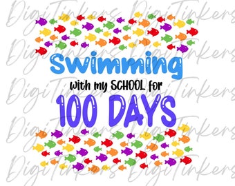 100 jours d'école - Poisson SVG, cadeau pour élève du primaire (téléchargement numérique)