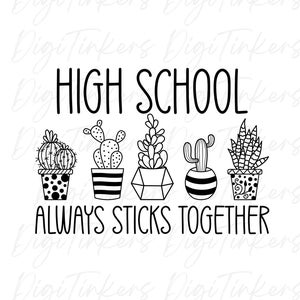 Camiseta de profesor de secundaria Sticks Together, diseño digital de planta suculenta de cactus para manualidades, descarga digital instantánea de Cricut: SVG, PNG, JPEG