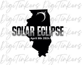 Illinois Solar Eclipse 2024 April 8th Path of Totality Science Teacher Shirt Astronomy Space Craft Design Cricut Digital Download SVG PNG