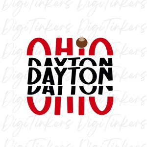Dayton State of Ohio, Buckeye dotted I, cadeau, T-shirt, sticker, mok, ontwerp voor crafting, Cricut, directe digitale download: SVG, PNG, JPEG