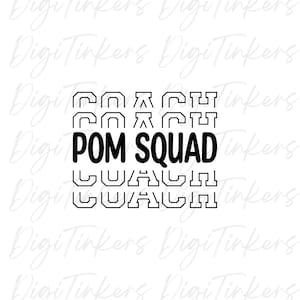 Pom Squad Coach Coach Wertschätzung Geschenkidee, trendiges T-Shirt-Einkaufstaschendesign zum Basteln, Cricut, Sofortiger digitaler Download: SVG, PNG, JPEG