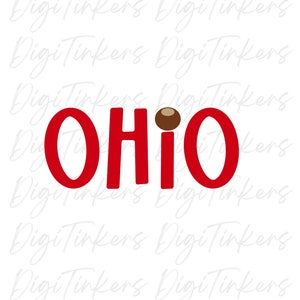 Staat Ohio, Buckeye Nut Dotted I, Cadeau, T-shirt, Ornament, Sticker, Design for Crafting, Cricut, Instant Digitale Download: SVG, PNG, JPEG