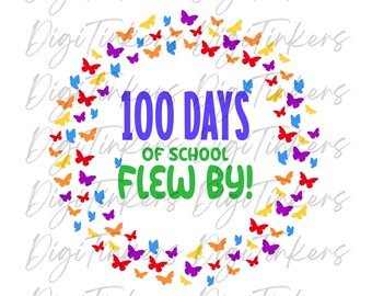 100 jours d'école - Papillons (SVG/PNG), cadeau pour enseignants (téléchargement numérique)