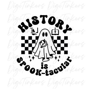 Geschichte ist Spooktacular Lehrer-Hemd Retro-Geist Digitales Design zum Basteln Cricut, ClipArt Sofortiger digitaler Download: SVG, PNG, JPEG