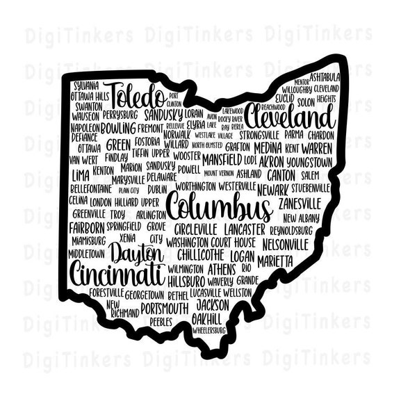 State Of Ohio City Map Design for Crafting, Cricut, Silhouette, Sublimation, Print & Cut, Clip Art, Instant Digital Download: SVG, PNG, JPEG