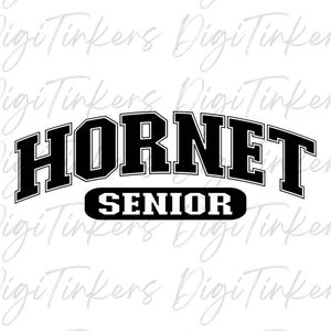 Camisa do time universitário Hornet, presente de formatura para a noite de formatura, mascote do College Hornets do ensino médio, roupa esportiva esportiva combinando, SVG PNG