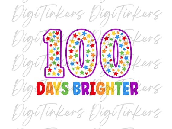 100 Days Brighter Rainbow Star SVG PNG, Student Teacher Gift (Digital Download)
