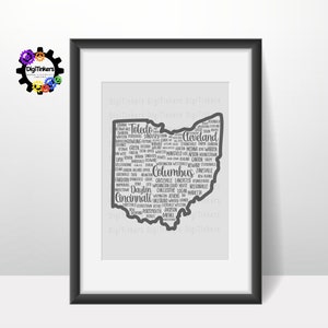 State of Ohio City Map Design for Crafting, Cricut, Silhouette ...