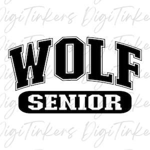 Camisa do time universitário Wolf Presente de formatura para a noite de formatura, Mascote do time universitário Wolves do ensino médio combinando com o espírito esportivo da equipe, SVG PNG