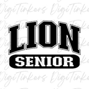 Camisa do Collegiate Varsity Lion Presente de formatura para a noite de formatura, Mascote do College Lions do ensino médio, Roupa esportiva esportiva combinando, SVG PNG