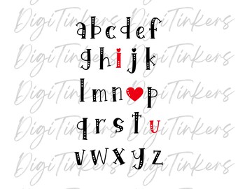 May include: Black and red alphabet letters with a heart in the middle of the letter 'o' in the word 'love'.