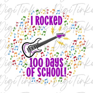 100 días de escuela, estrella de rock, músico, música, estudiante de primaria, regalo para maestro, niño, camiseta, decoración del aula, Cricut, sublimación, SVG, PNG
