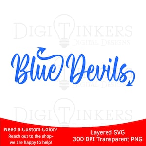 Camiseta do time universitário Blue Devils, ensino fundamental, médio, ensino médio, mascote da faculdade, equipe esportiva, presente para professor, design artesanal SVG, 300 dpi PNG