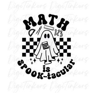 Mathe ist spuktakelig Lehrer Shirt Retro Geist Digitales Design zum Basteln Cricut, ClipArt Sofortiger digitaler Download: SVG, PNG, JPEG