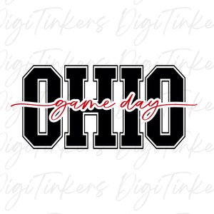 Collegiale staat Ohio, Game Day, T-shirt, mok, beker, cadeau voor sportfan Ontwerp voor knutselen, directe digitale download: SVG, PNG, JPEG