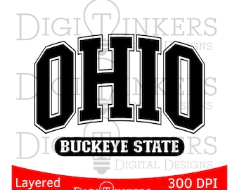 Ohio Buckeye State SVG, PNG Layered Varsity Design (Digital Download)