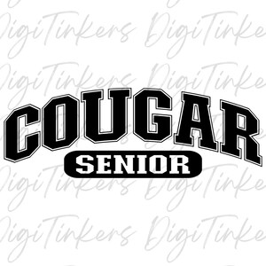 Camisa do time universitário Cougar Presente de formatura da noite de formatura do ensino médio Mascote do College Cougars Combinando com o espírito esportivo da equipe SVG PNG
