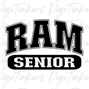 Camisa do Collegiate Varsity Ram Presente de formatura para a noite de formatura, mascote do High School College Rams combinando com o espírito esportivo da equipe, SVG PNG