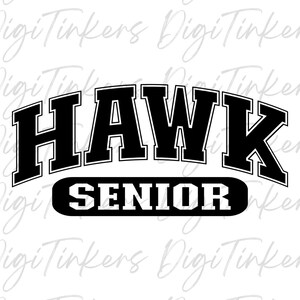 Camisa do Collegiate Varsity Hawk Presente de formatura para a noite de formatura, Mascote do High School College Hawks, Roupa esportiva de equipe combinando, SVG PNG