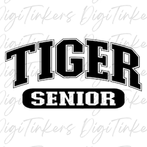 Camisa do time universitário Tiger, presente de formatura para a noite de formatura, mascote do College Tigers do ensino médio, roupa esportiva esportiva de equipe, SVG PNG