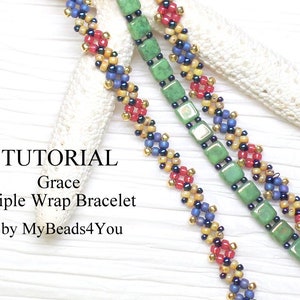 Bracelet Beading Patterns, DIY Triple Wrap Bracelet Jewelry Making Tutorial, Tile Bead PDF Pattern, Beading Supplies, Beads by MyBeads4You image 2