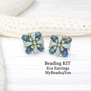 Beading Kit Earrings, Jewelry Making Patterns, Seed Bead Earring Tutorial and Kit, Craft Supplies, DIY Gift Idea image 6