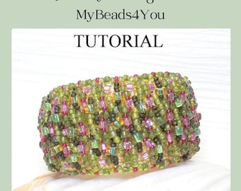 DIY Beading Tutorials and Patterns, Craft Supplies Bracelet Instructions, Jewelry Making Seed Bead Square Stitch Embellished Bracelet