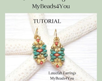 Earring Beading Pattern, Bead Patterns and Tutorials, Easy DIY Jewelry Making Design, Beading Supplies, Lateefah Earrings by MyBeads4You