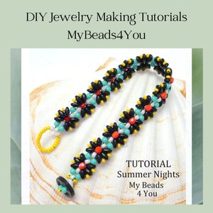 Beading Tutorials and Patterns, Beaded Bracelet Pattern, Jewelry Making Craft Supplies, Seed Bead Tutorial, Instructions Summer Nights