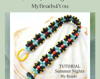 Beading Tutorials and Patterns, Beaded Bracelet Pattern, Jewelry Making Craft Supplies, Seed Bead Tutorial, Instructions Summer Nights