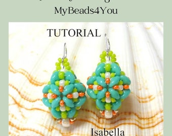 Earring Beading Pattern, DIY Jewelry Making Pattern, SuperDuo Beads, Seed Beads, PDF Beadwork Tutorial, Beading Supplies, Craft Ideas