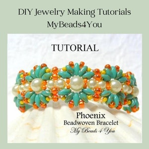 Armband Perlen-Muster, Super Duo Bead Anleitung, Perlenarbeit Schmuck PDF Anleitung, Perlen Schmuckherstellung DIY Handwerk, Phoenix Armband