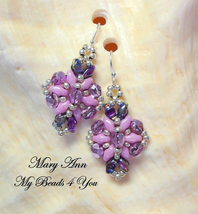 Easy Earring Beading Pattern, SuperDuo Tutorial, Seed Bead DIY Beaded Jewelry Tutorial, How to Bead Earrings, MyBeads4You Etsy Shop image 3