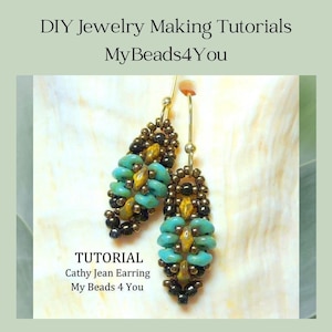 Beading Patterns and Tutorials - Super Duo Beaded Earring Tutorial - DIY Seed Bead Pattern - DIY Jewelry Making Instructions - Earring Gift