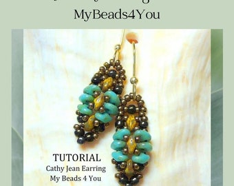 Beading Patterns and Tutorials - Super Duo Beaded Earring Tutorial - DIY Seed Bead Pattern - DIY Cathy Jean Jewelry Making Instructions