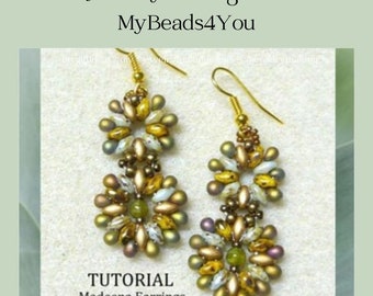 Beading Tutorials and Patterns - SuperDuo Two Hole Beads - Beadwork Earring Tutorial - Seed Bead Earrings Jewelry Making - MyBeads4You