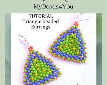 Beading Tutorials and Patterns, Seed Bead PDF Pattern, Easy Jewelry Making Triangle Earring Tutorial, Triangle Earring Beading Instructions