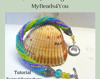 Beading Tutorial and Pattern, PDF Jewelry Making Instruction, Twisted Herringbone Bead Pattern, DIY Seed Bead Tutorial, Herringbone Tutorial
