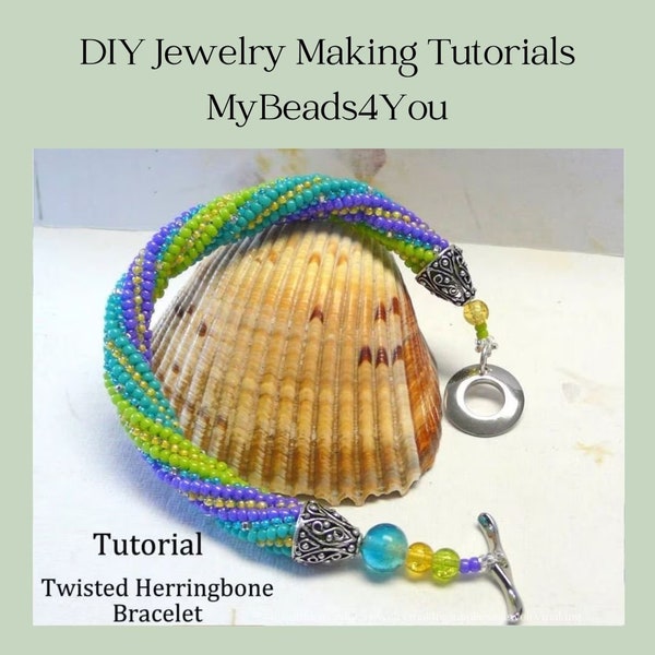 Beading Tutorial and Pattern, PDF Jewelry Making Instruction, Twisted Herringbone Bead Pattern, DIY Seed Bead Tutorial, Herringbone Tutorial